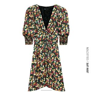 Printed Shoulder pad dress